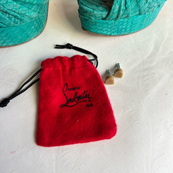 SALE!!! Christian Louboutin turquoise peep toe, size 37 1/2 - Picture 11 of 13